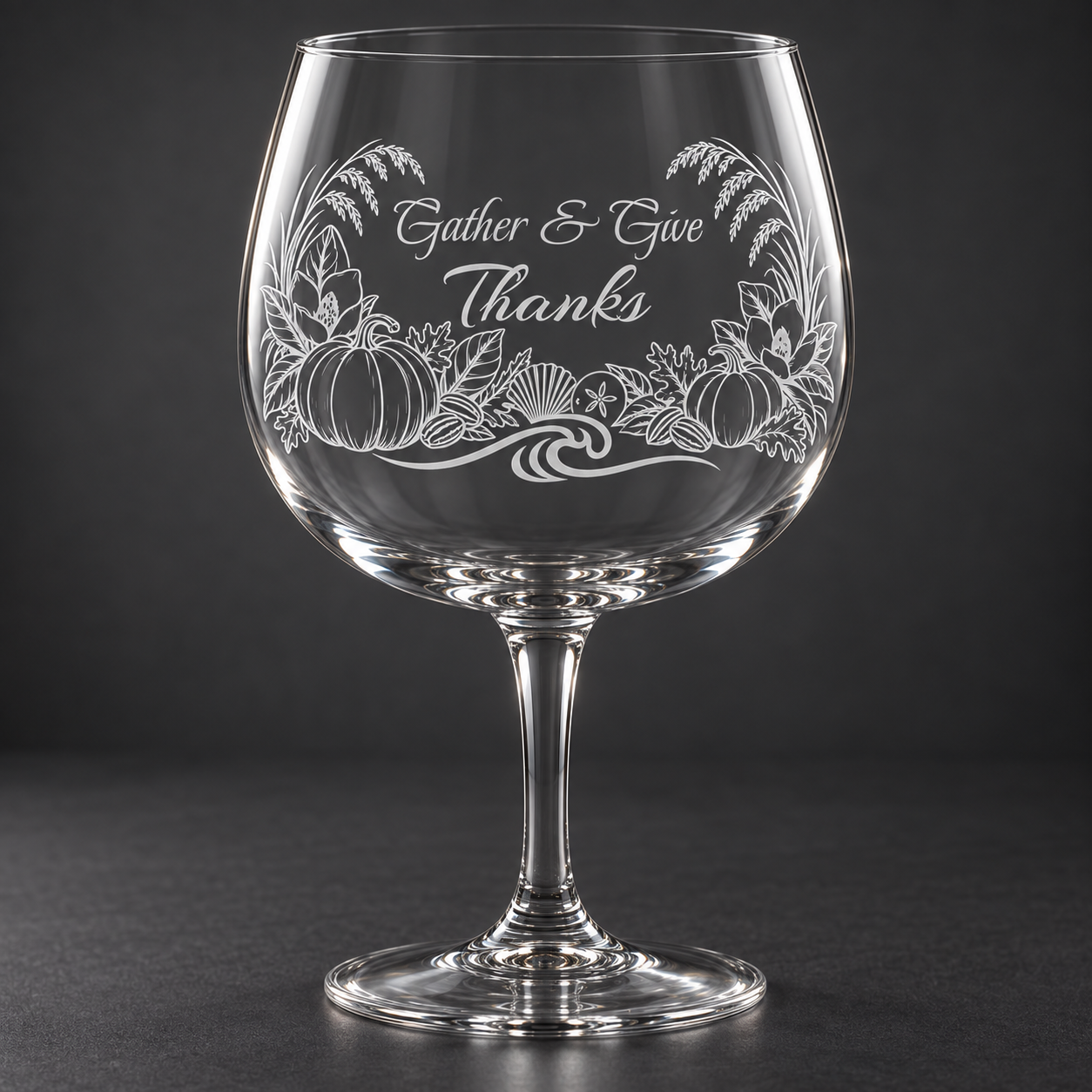 Gather & Give Thanks Wine Glass